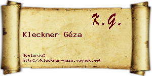 Kleckner Géza névjegykártya